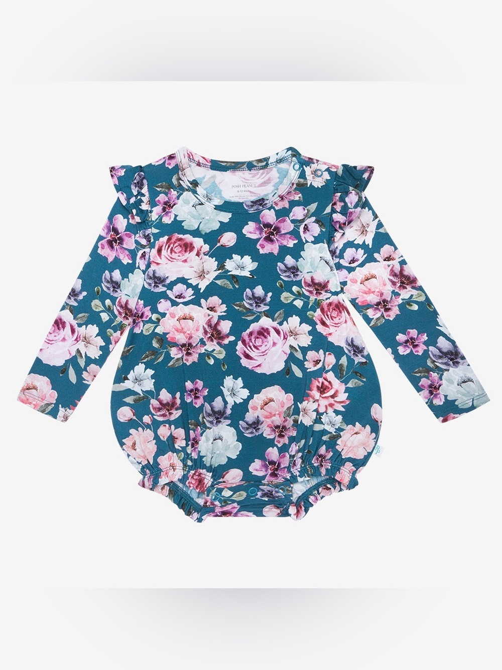 Posh Peanut Long Sleeve Ruffled Bubble Romper - Keisha 6-12 Months